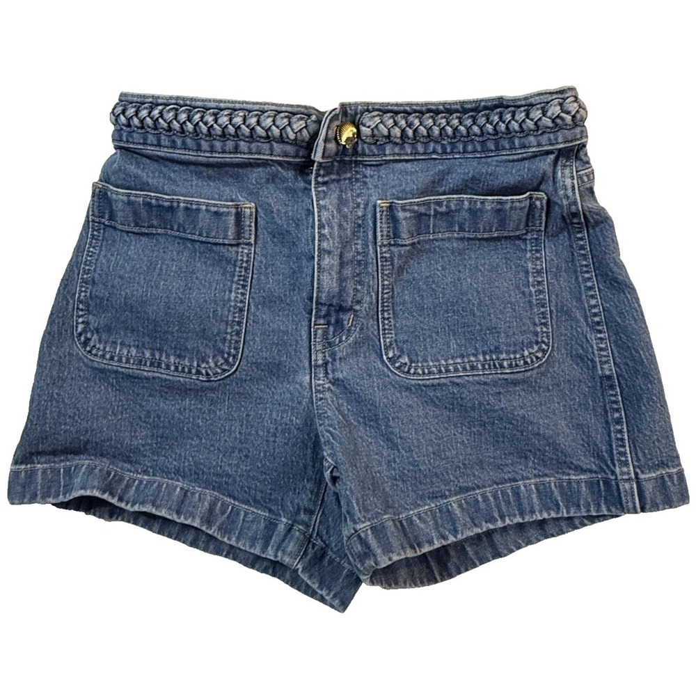 Madewell X Lisa Says Gah‎ Jorts Womens 25 Blue Denim Braided Waist Shell Button
